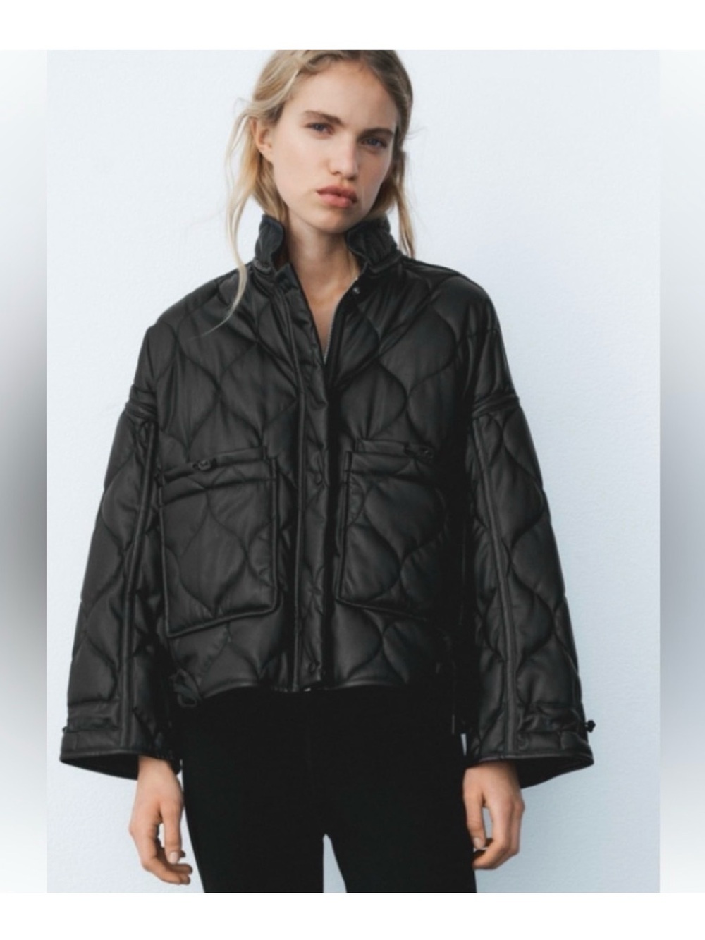 Zara Quilted Jacket Faux Leather